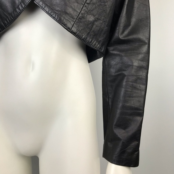 Code Nouveau Jacket Vintage Crop Top 100% Leather - Picture 4 of 8
